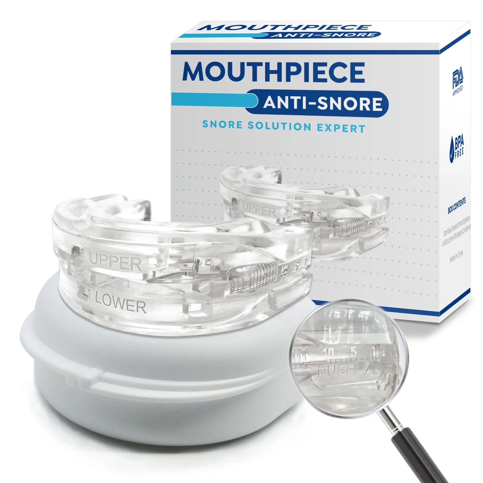 Anti Snore Mouthpiece,Adjustable Sleeping Mouth Guard,Stop Snoring Device for Night Time Teeth Protection and Bruxism