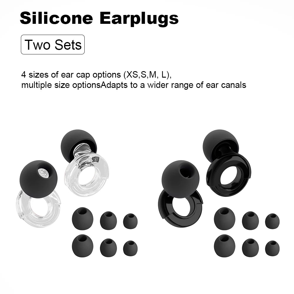 Quiet Ear Plugs for Noise Reduction – Super Soft, Reusable Hearing Protection for Sleep,Swim, Work 8 Ear Tips in XS/S/M/L